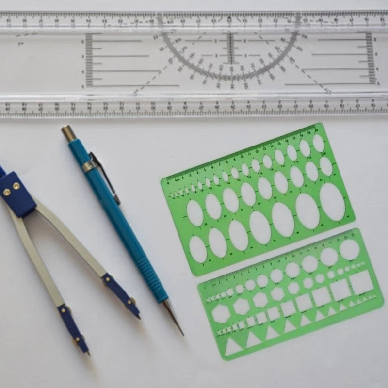 11Pcs Multipurpose Geometry Stencils Set Geometric Drawing Templates Measuring Templates Ruler for Quilting