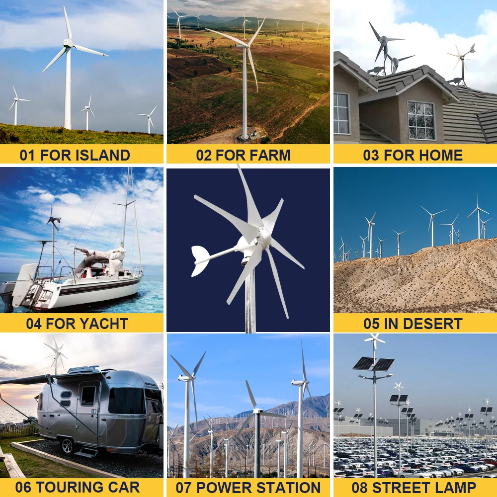 Didito China Factory Price Wind Turbine 1000W 12V 24V 48V Horizontal 6 Blades Windmill Generator For Home Use