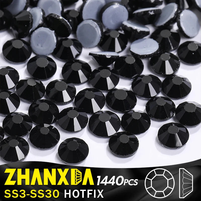 

Black Rhinestones Crystal Round Diamond Loose Glasses Diy Strass Hot Fix Stones For Shoe Dress Phone Case Decoration 2-6mm