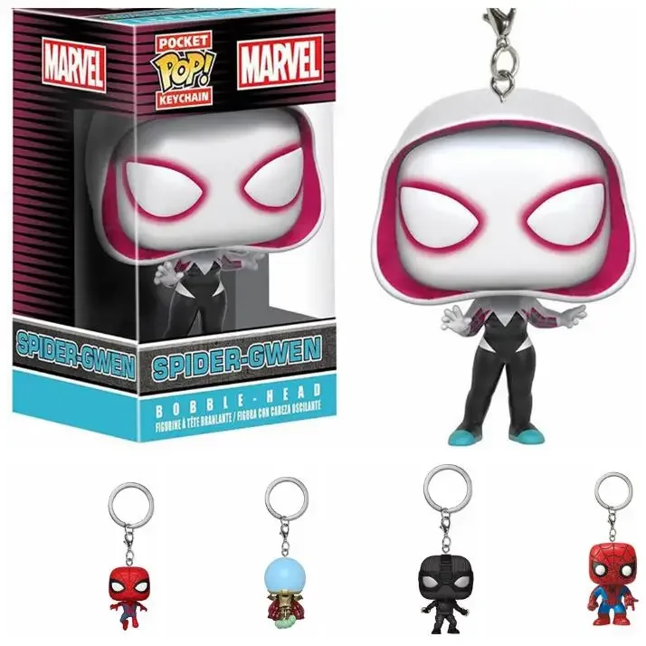 Funko Marvel Spider-Gwen Spider-Man Peter Parker Mysterio Pocket Keychain Vinyl Action Figure Pocket Pop Collection Model Toys
