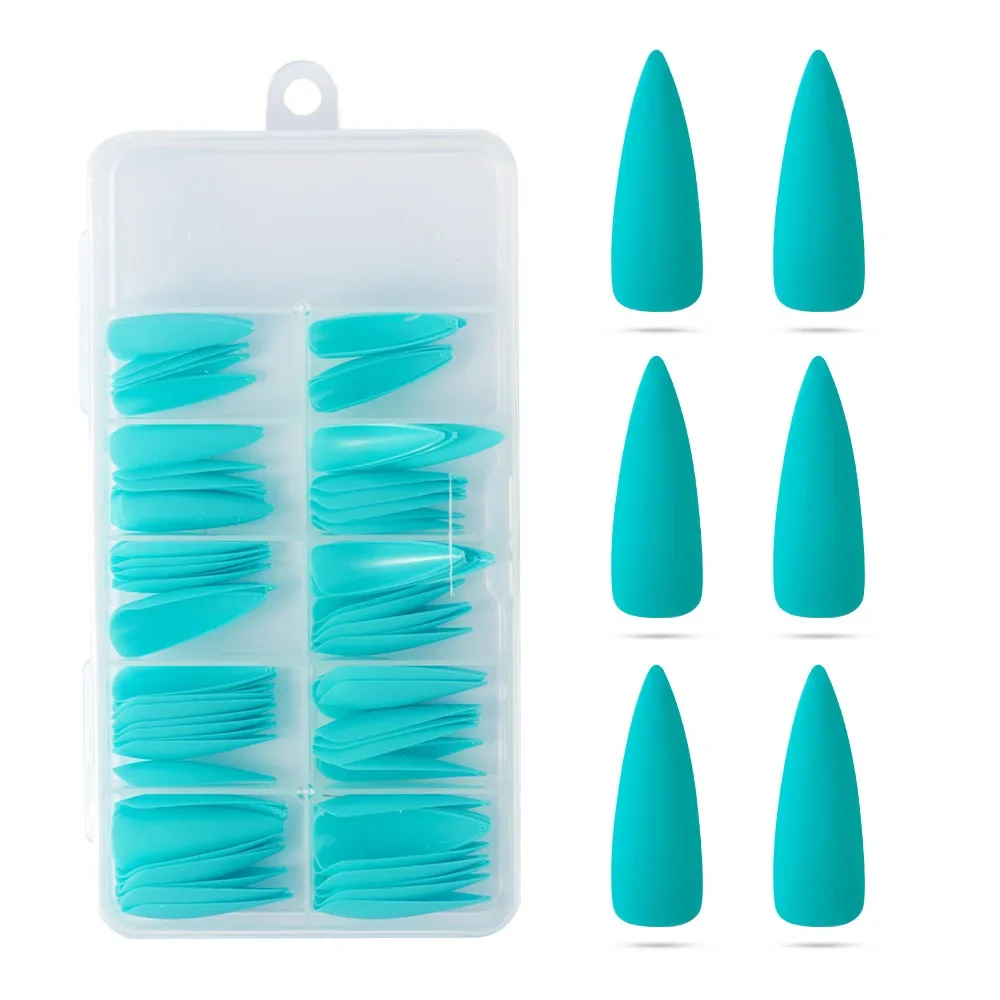Black Matte False Nail Tips Reusable French Sharp End Stiletto Fake Nails Set Press on Nails 100Pcs/Box fake nails