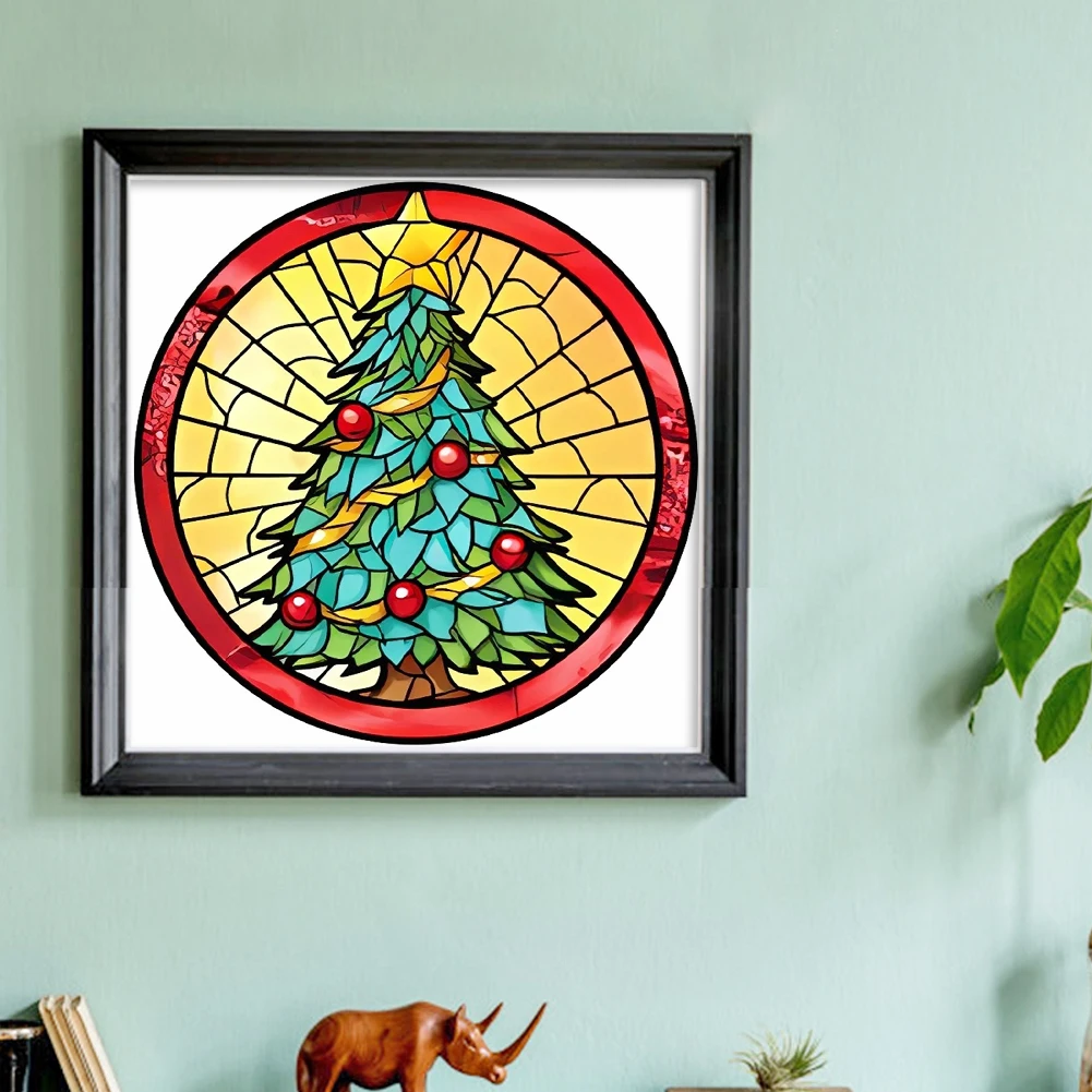 Christmas Series Cross Stitch Kits Stained Glass Santa Claus Christmas Tree Home Decor Painting Embroidery Set Printed Canvas cross stitch kit cross stitch tools