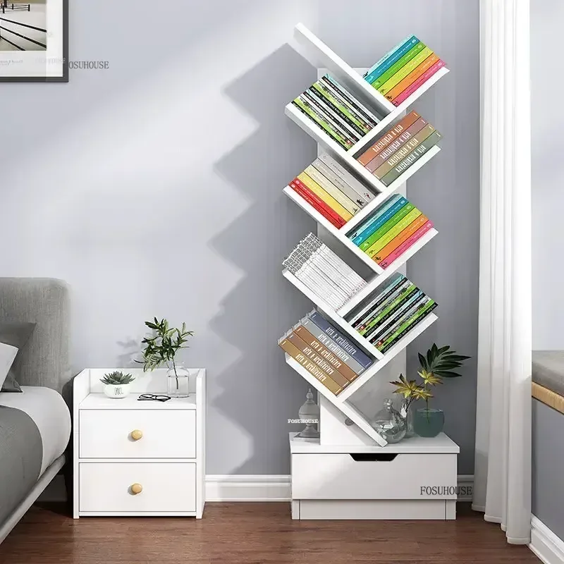 Luxury Children's Bookcases Shelves Home Furniture Floor Tree-shaped Bookshelves Simple Small Living Room Bookcase Storage