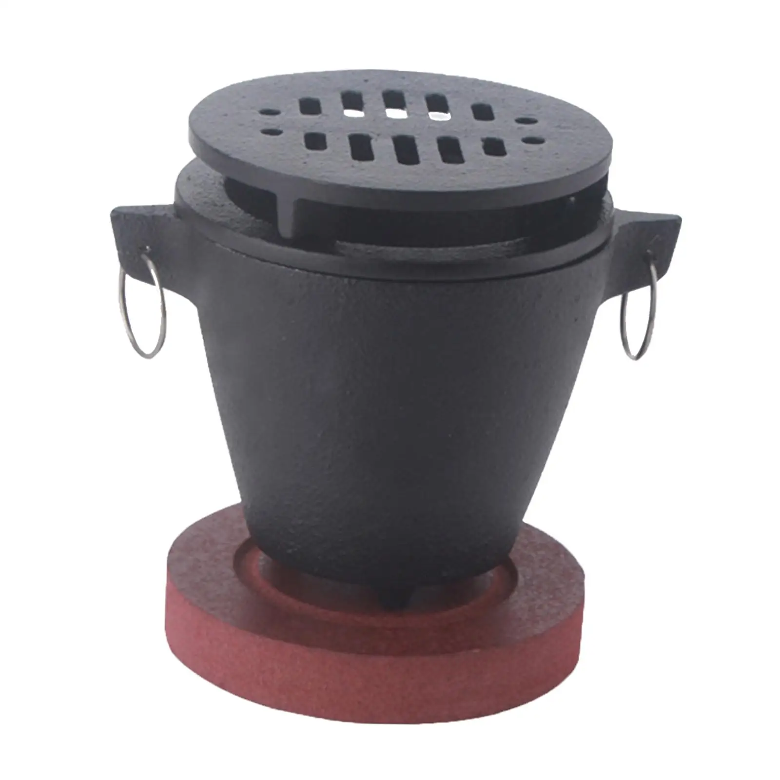 Cast Iron Hibachi Grill Camping Tabletop Fire with Wooden Base Practical Portable Heating Grill Cooker for Appetizers BBQ Cast Iron Hibachi Grill Camping Tabletop Fire with Wooden Base Practical Portable Heating Grill Cooker for Appetizers BBQ