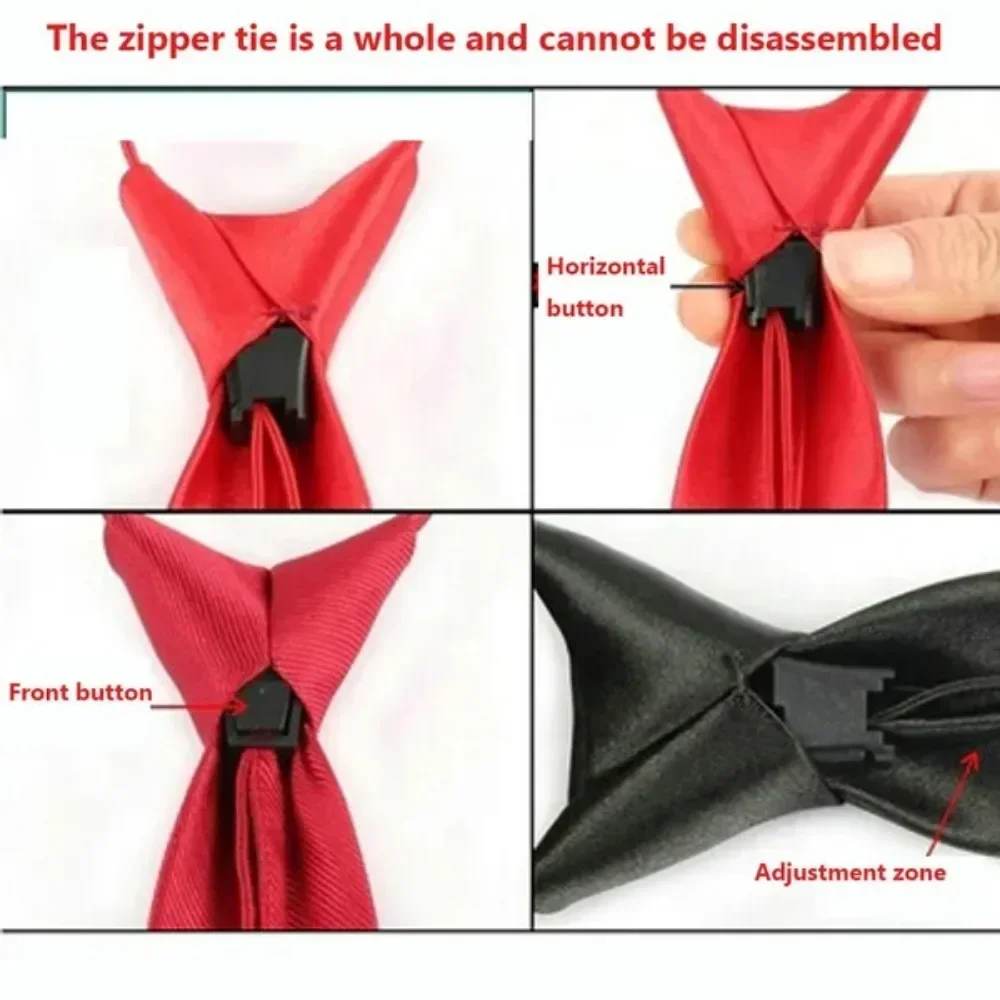 Clip-On-Krawatte, Sicherheitskrawatten für Männer und Frauen, Unisex, modisches Accessoire mit Reißverschluss – Detail 8