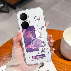 Lovely Flower Bear Transparent Soft TPU Case - Anti-Drop Silicone Back Cover for Huawei Nova Y73 (U271)