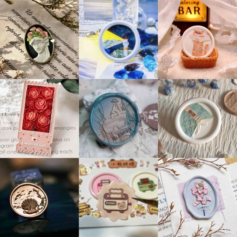 Fire Seal Children'S Diy Toys Warm Light Series Special-Shaped Fine Carved Seal Head Cute Cat Stamp Copperhead Creative Stamp