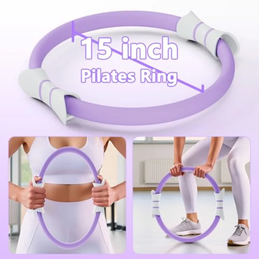 14" Pilates Ring - Magic Circle Inner Thigh, Arm And Core Toning Anti-Bend Foam Handles Home Fitness Gear For Women_voghion.com