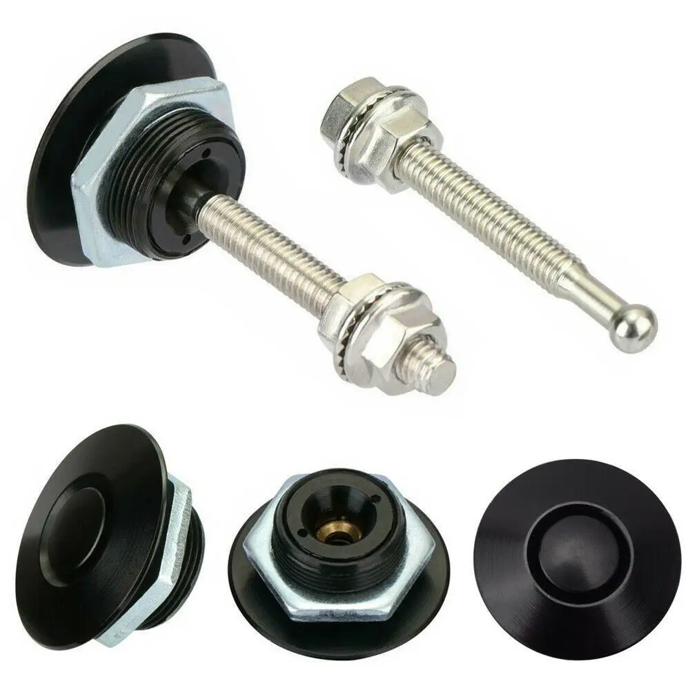 2/4pcs Universal Aluminum Push Button Billet Quick Release Racing Car Front Bumper Hood Pin Engine Lock Latch Clip Body Kit hood pins lock