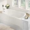 60-Inch White Textured Porcelain-Enameled Steel Bathtub Left Hand Drain Safety Padded Bars 3