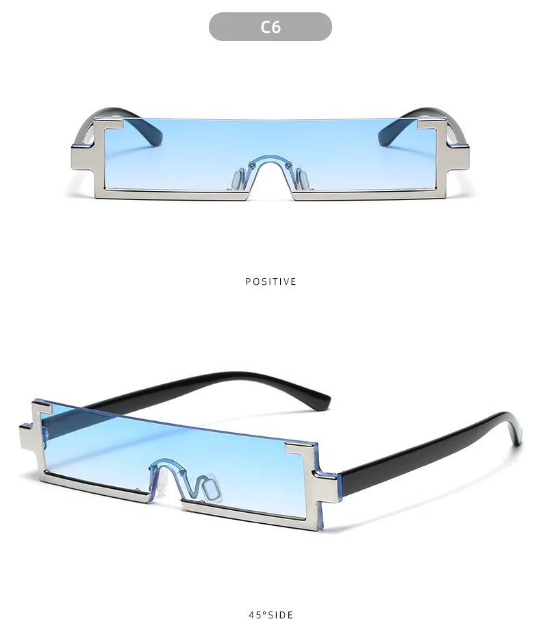 Klassische kleine Rahmen Rechteck einteilige Sonnenbrille Männer Frauen Y2K Trend Marke Design Outdoor Straßenfotografie Sonnenbrille UV400 – Detail 12