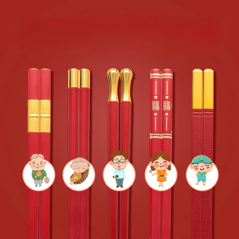 SBOMHS Lot De 5 Paires De Baguettes Chinoises Dorées En Acier Inoxydable Pour Sushi Japonais, Coréen, 23,4 Cm De Long, Passe Au Lave-vaisselle, Bon Cadeau Pour Noël/anniversaire