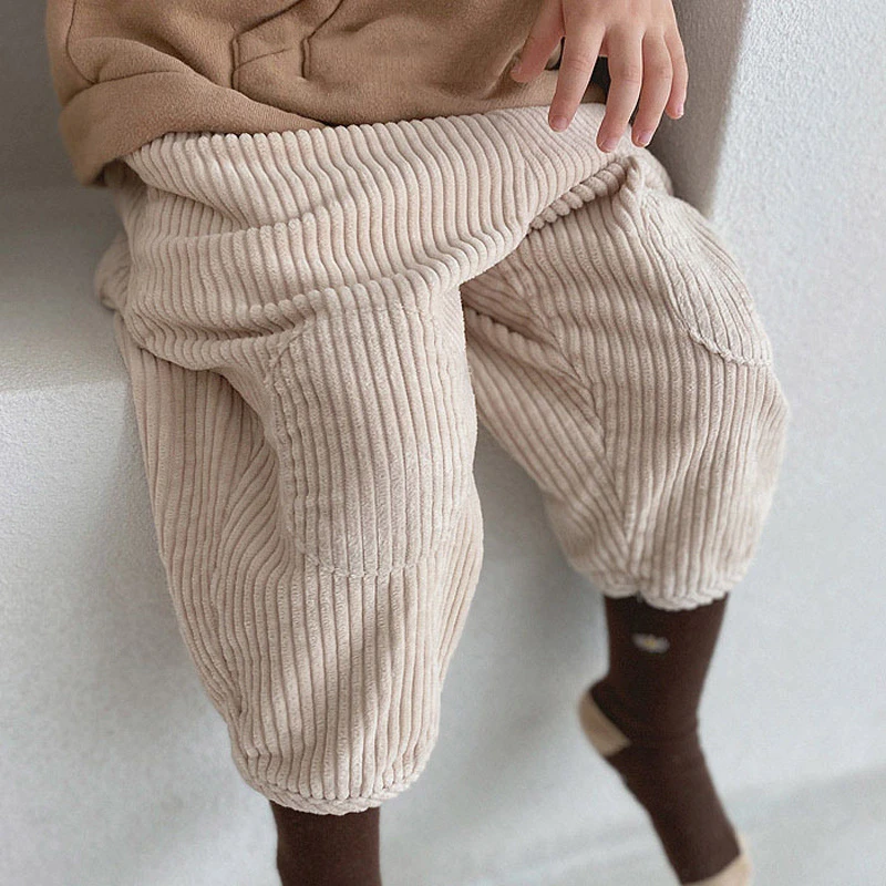 

Kids Clothes Girls Corduroy Pants Autumn Winter Boy Solid Casual Trousers for Baby Cotton Thick Loose Young Children's Clothing