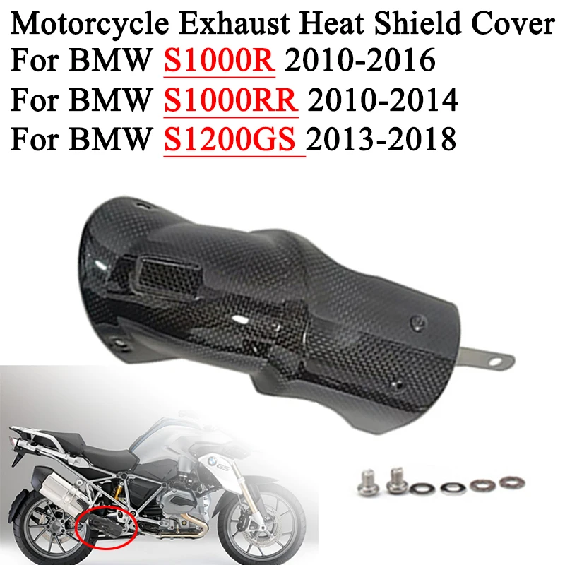 Davvero In Fibra Di Carbonio Per Bmw S1000R S1000Rr R1200Gs 2010 - 2017 2018 Moto Heat Shield Shell Escape Marmitta Protector Cover