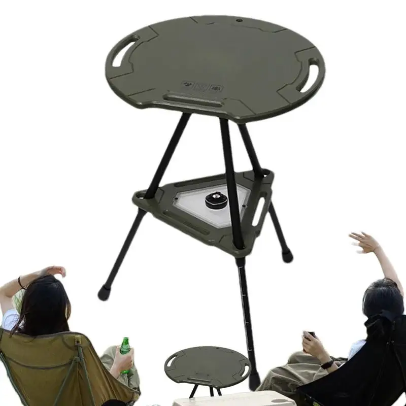 

Small Round Camping Table Foldable Camp Desk Portable Camping Lightweight Desk With Lifting Function Round For BBQ Camping