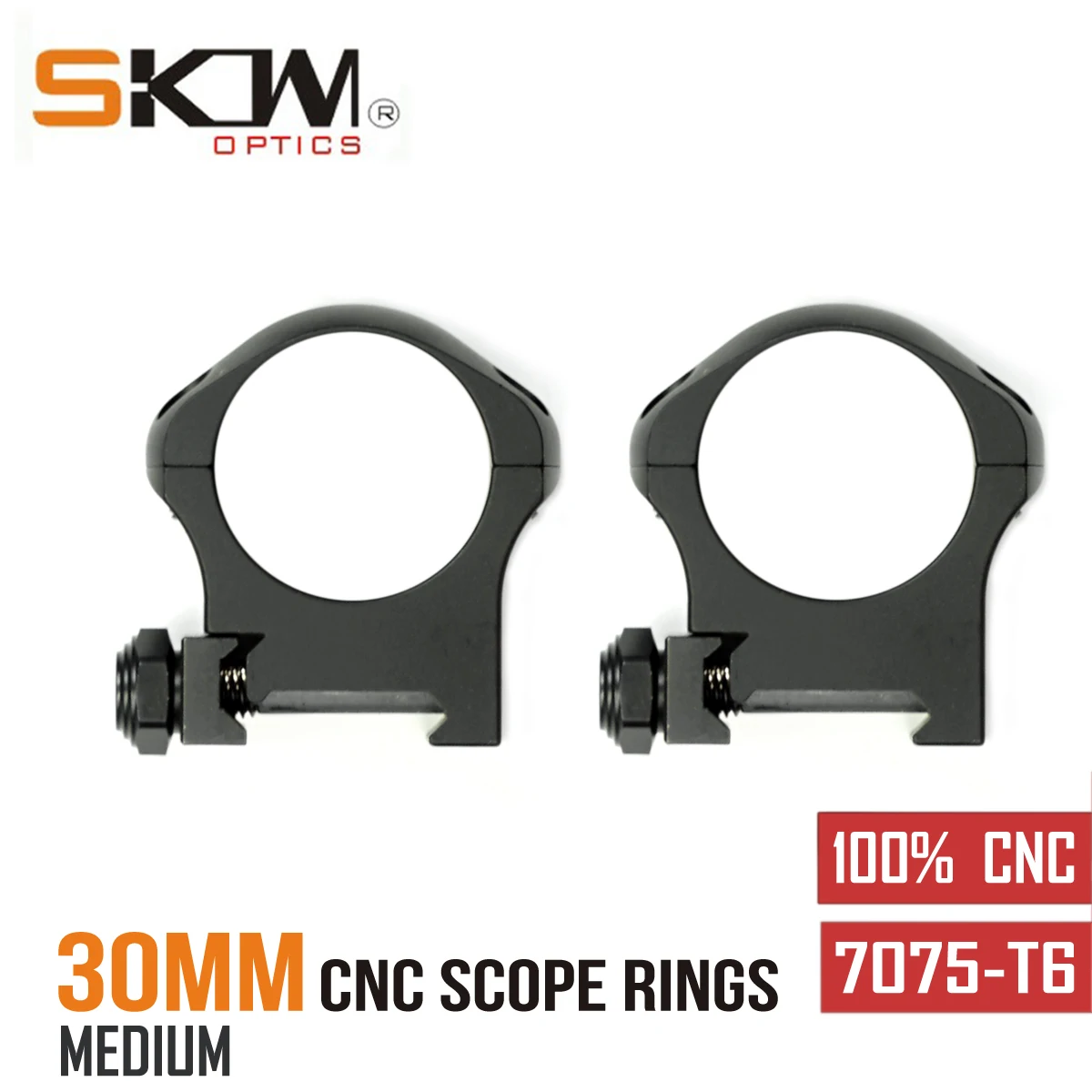 Riflescope Mount SKWGEAR For Picatinny CNC Scope Rings Midium Mount Fit 30mm 7075-T6