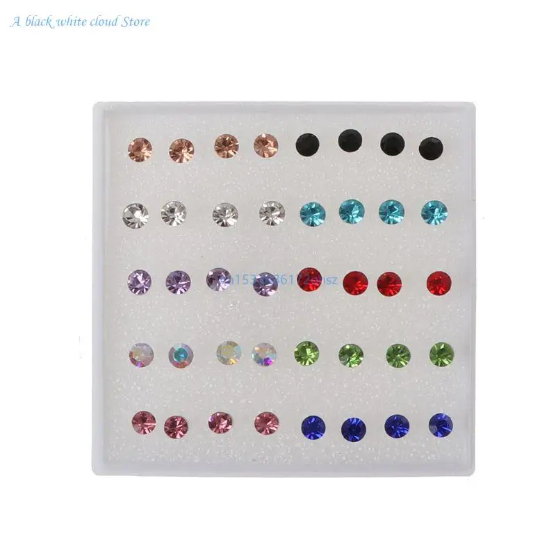 GUMEI 20 Paia di Orecchini ipoallergenici in plastica con Strass Finti Colorati