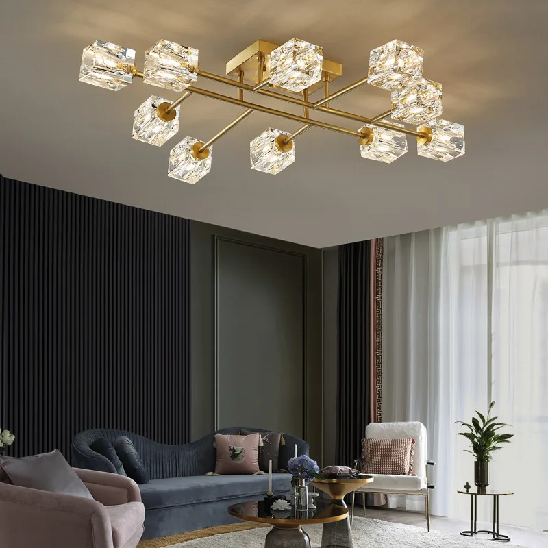

Роскошные потолочные светильники в виде ветвей, креативная люстра в скандинавском стиле из меди для гостиной, комнаты переговоров, подвесные светильники, Хрустальная люстра