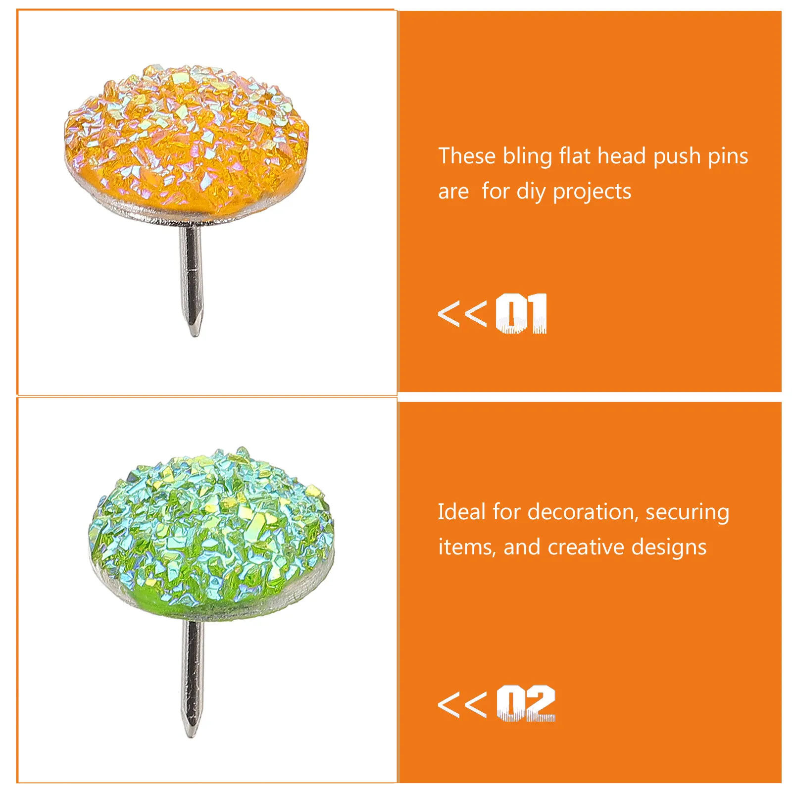 30개 블링 플랫 헤드 푸시핀 코르크보드 게시판 장 압정 DIY 공예품 예쁜 귀여운 재미있는 사무용품