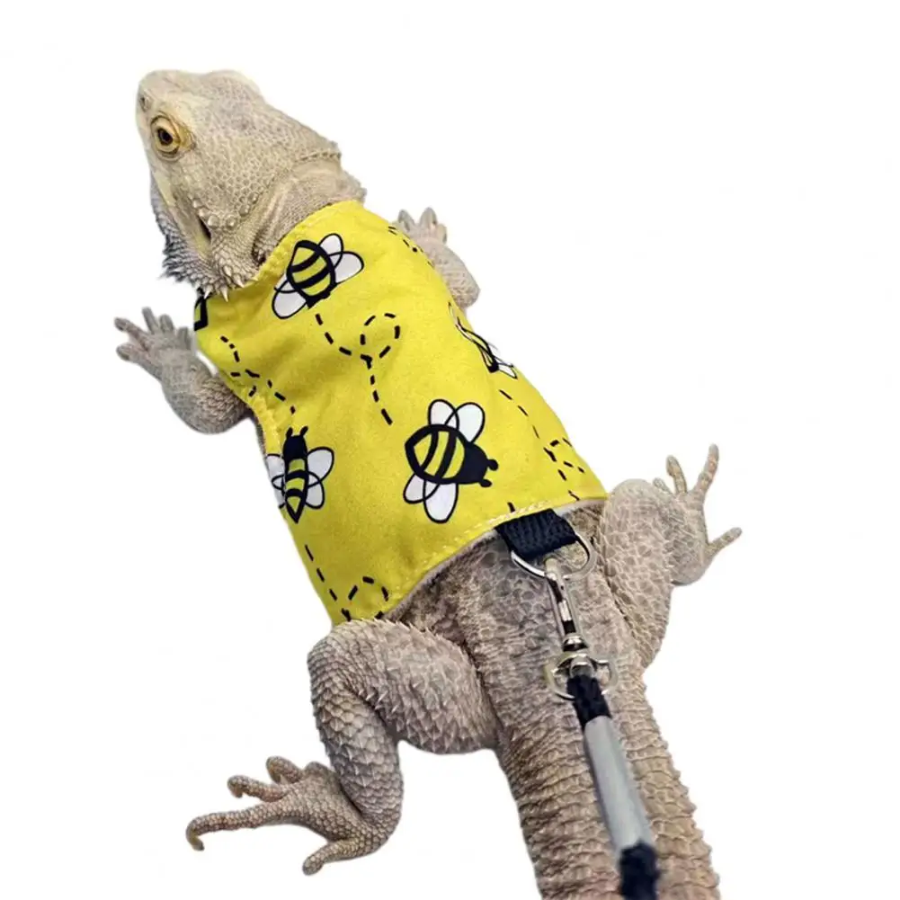 Lizard Leash Clothes Sleeveless Buckle Adjustment Reptile Bearded Dragon Vest Top 2Pcs/Set Small Animals Plush Leash Clothes pet dog leash