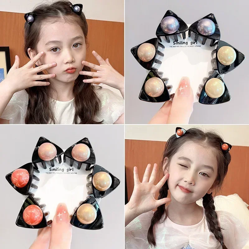 

Korean Sweet Cat Ear Shaped Small Grab Clip Princess Ponytail Hairpin Bangs Clip Broken Hair Clip Girls Hair Accessories