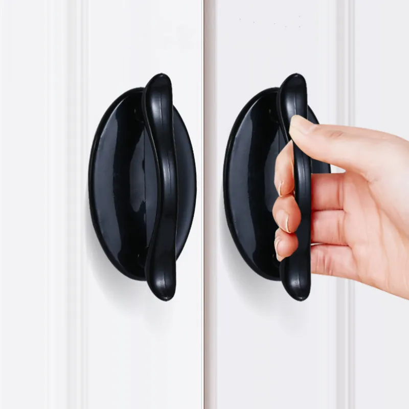 2PC Handle Free Punching Window Door Handle Wardrobe Drawer Balcony Glass Sliding Door Dedicated Nail Free Adhesive Stick Handle