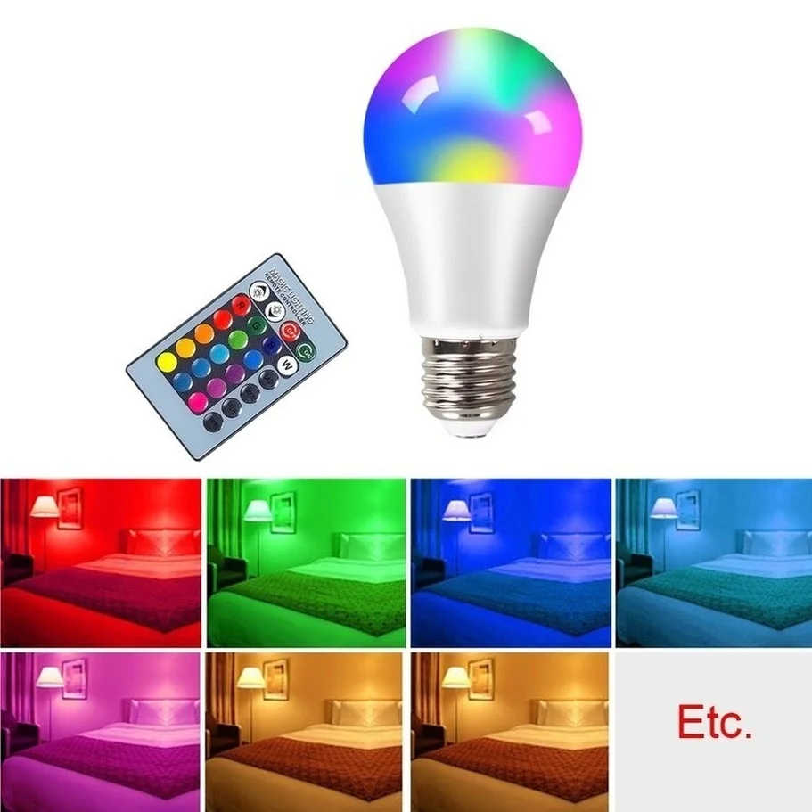 

E27 RGB LED Lamp Spotlight Bulb 220V Bombillas LED 5W 10W 15W IR Remote Control Led Bulb SMD Dimmable Magic Light Bulb