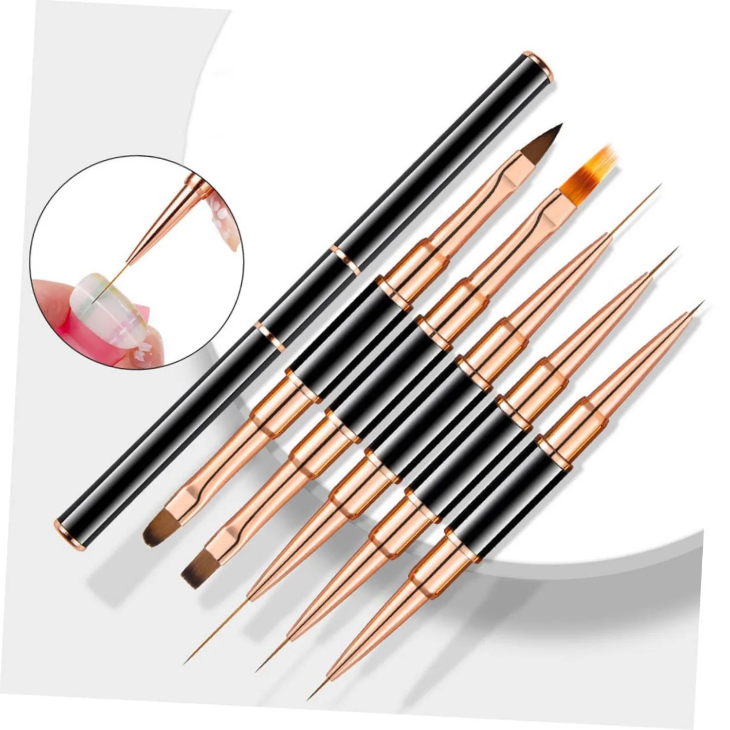 5-piece double head metal nail brush set nail brush polish brush gel making tool cleaning design nail art brushes nail brushes nail art tools gel nail tools nail cleaning brush