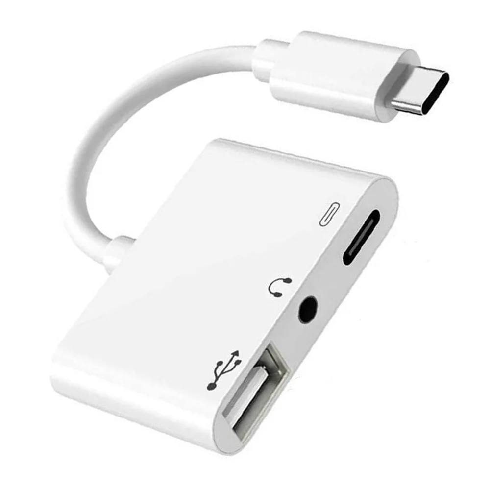 

in Lighting to USB 2.0/Charge/3.5mm Professional Type-c Headphone Adapter Laptop Phone Adapter Multi-functional Earphone
