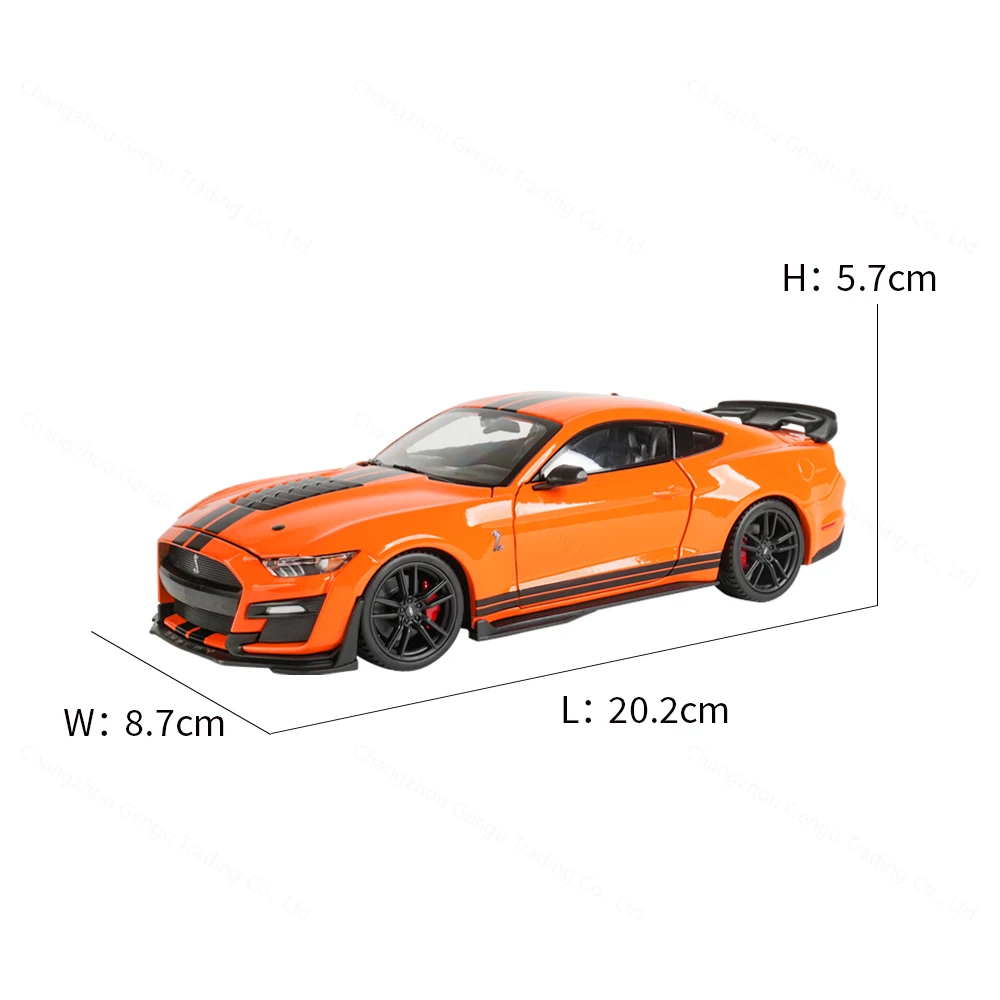 Maisto 1:24 2020 Mustang Shelby GT500 Orange Static Die Cast Vehicles Collectible Model Car Toys Gift collection 2