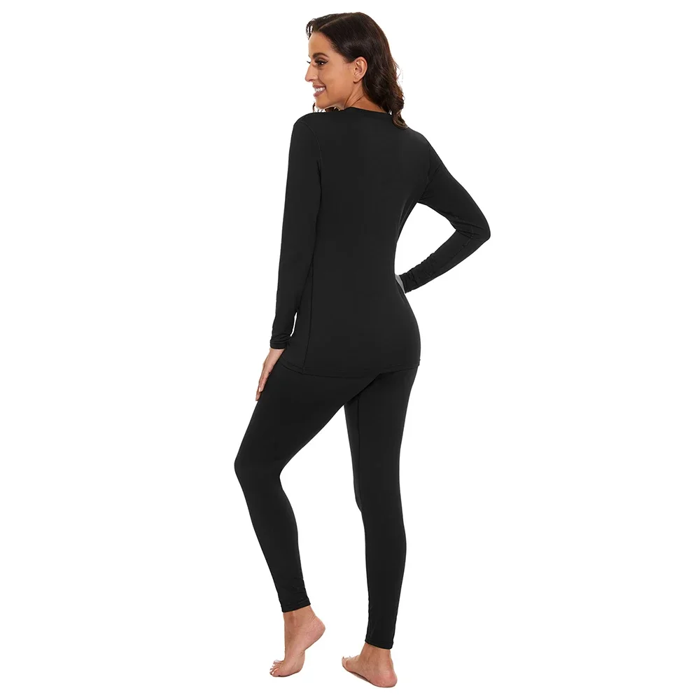 Winter Thermal Underwear Set for Women Long Johns Slim Body and High Elasticity Cold Weather Pajamas Top Bottom Ladies Suit
