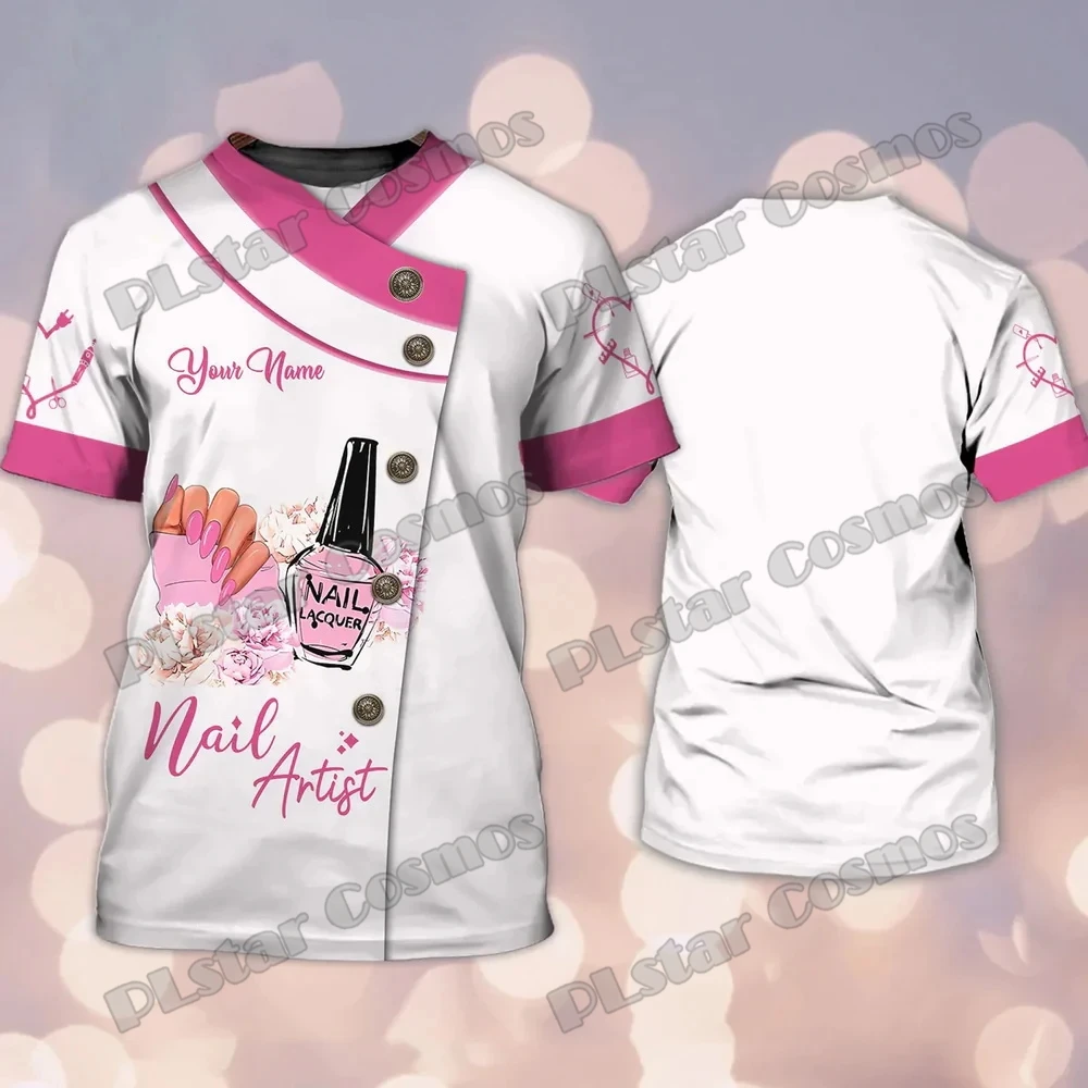 Personal isierte Name Nägel Künstler rosa 3d überall gedruckt Männer T-Shirt Sommer Unisex lässig T-Shirt Geschenk für Manikürist dw259 – Detail 13