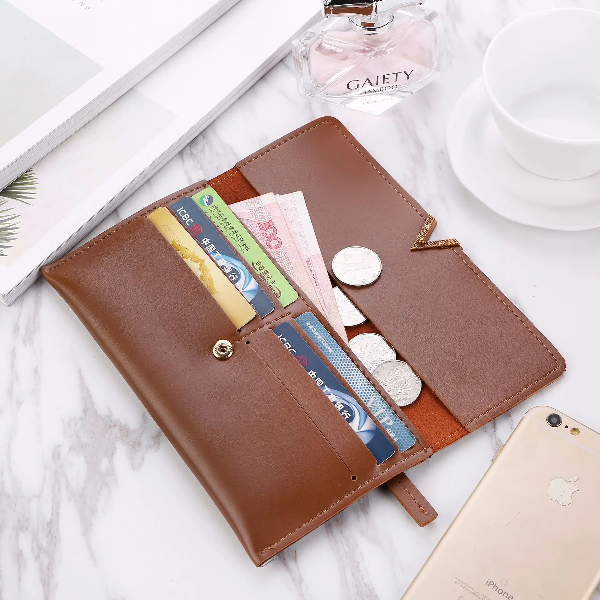 Buy Leather Wallet for Women Slim Clutch Purse Long Designer Trifold Ladies  Credit Card Holder Organizer Black at Amazon.in