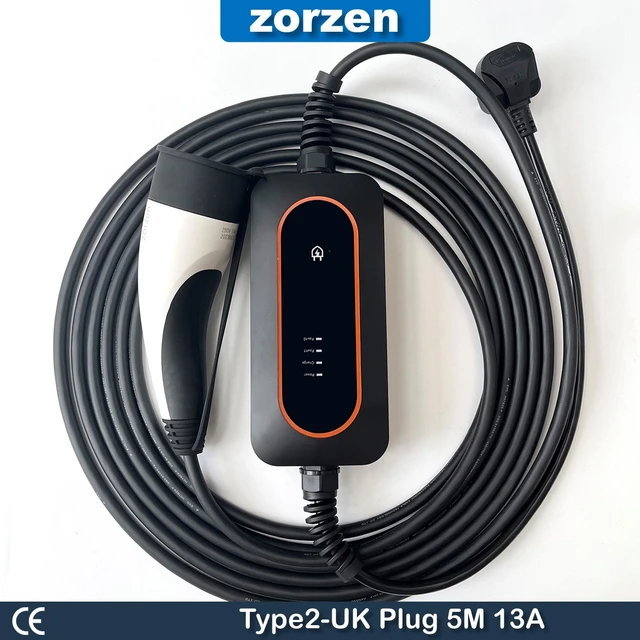 Chargeur EV portable Vope2, prise britannique BS1363, 13A, 2,8 kW, 5  mètres, PHEV et voiture électrique, prise de type 2, Royaume-Uni, Malaisie,  Singapour - AliExpress