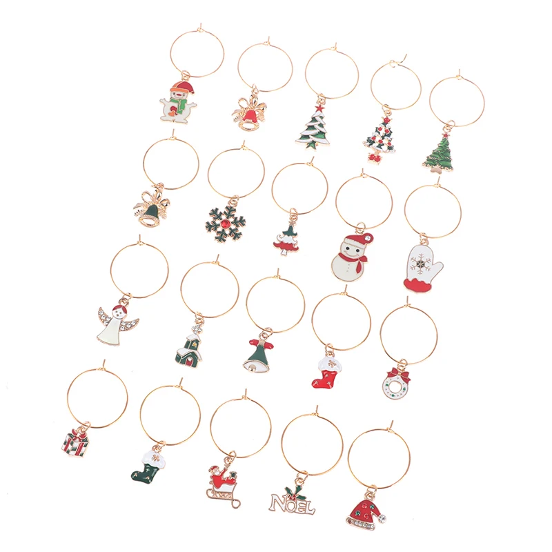 Christmas Wine Glass Charms Wine Cup Tags Cup Decorations Markers For House Party 15/20pcs wine glass marker