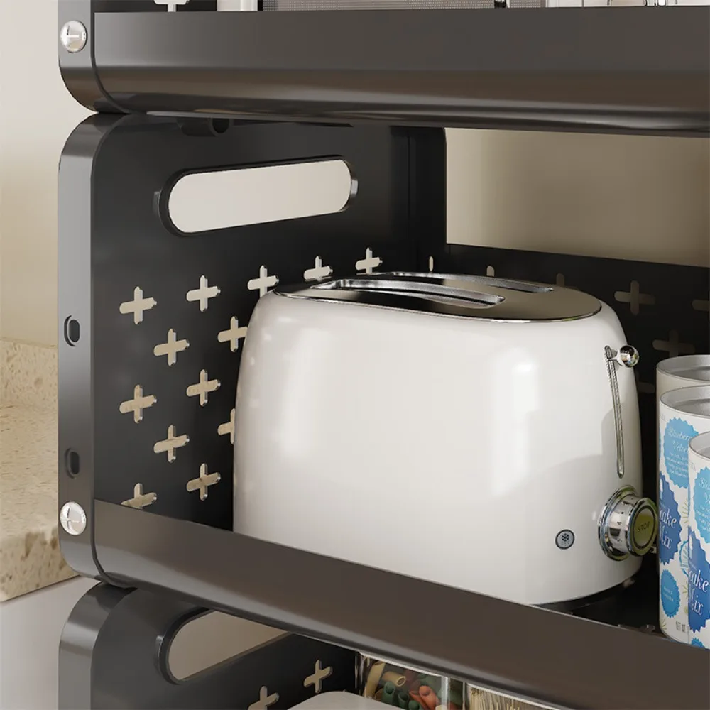 Multi Functional Storage Rack Movable Floor Standing Multi-layer Snack Rack Floors Standing Hollow Out Breathable Storage Cart