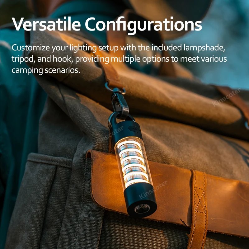KINSCOTER Outdoor Camping Lamp Multifunctional Waterproof Flashlight Rechargeable Lantern Portable Emergency Night Light LED