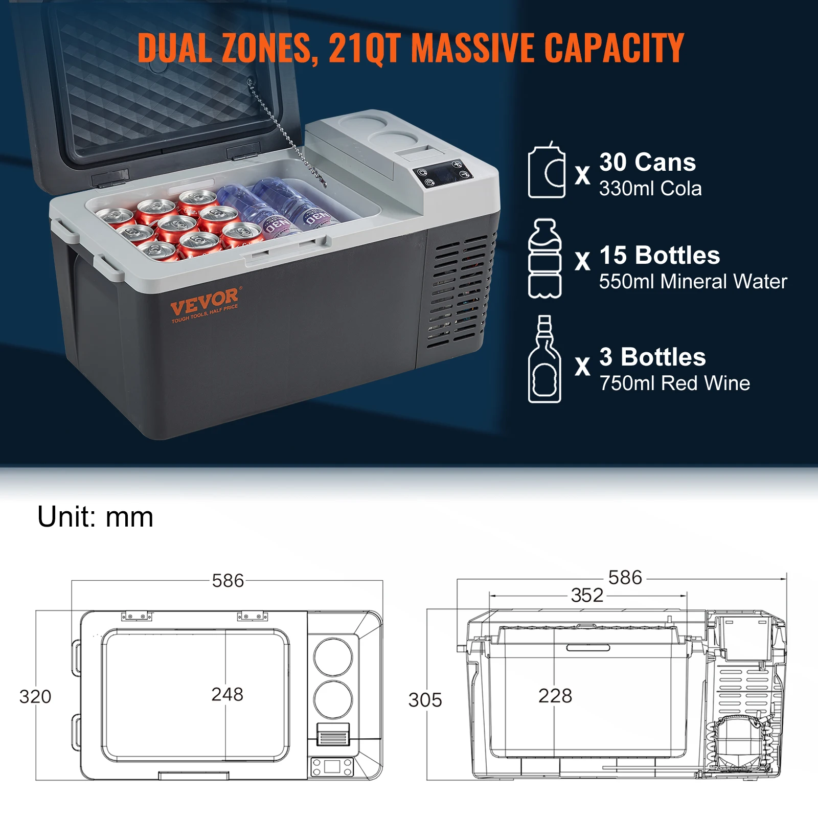 SucceBuy 20L Portable Car Refrigerator Compressor Fridge Freezer Cooler Ice Box Keep Cool for Outdoor Camping Fishing