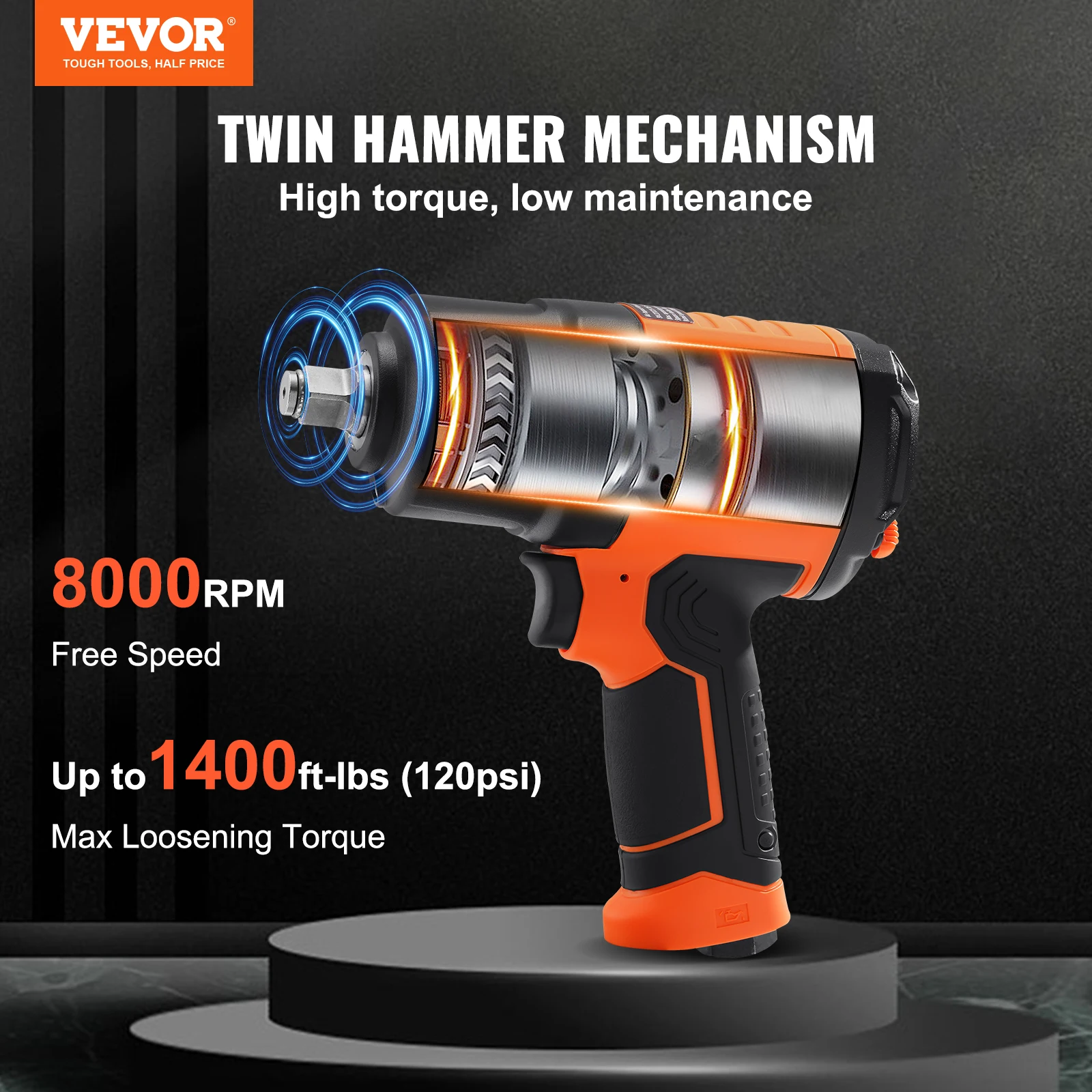 Car Repair Tool Ratchet Head Wrench Set Ratchet Wrench Hardware Hand Tools 1/2 Inch Air Impact Wrench With Steel Socket Set For Auto Repair