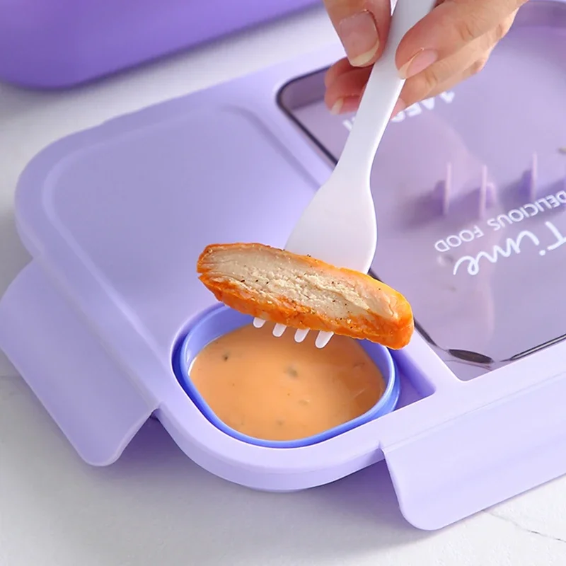 Bento Lunch Box For Kids Girls Cartoon Students Kawaii Cute Heated 3 Grid Sandwich Snack Food Box Special Canteen Food Storage - 4