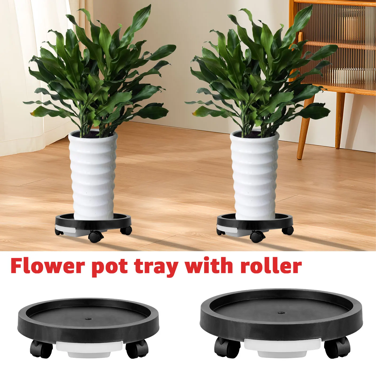 

2Packs Plant Caddy with Wheels Heavy Duty Rolling Plant Stands with Water Storage Round Plant Dolly Reusable Plant Roller Tray