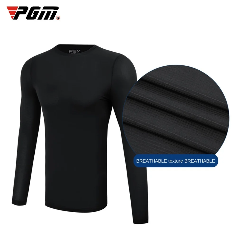 PGM Mens Sun Protection Golf Shirt Underwear Long Sleeve Golf Shirt Cooling Ice Silk T-shirts Anti-UV Soft Golf Apparel For Men