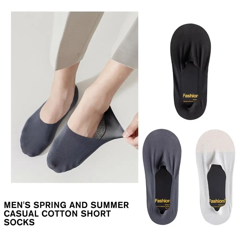 

Summer Ultra-thin Breathable Sock Slippers Silicone Non-slip Invisible No Show Socks Men Male Solid Color Ice Silk Low Cut Socks