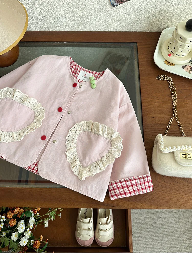 Girls' Windbreaker Jacket Spring Autumn Children's Little Girl Western Korean Version Spring Clothing Baby Top
