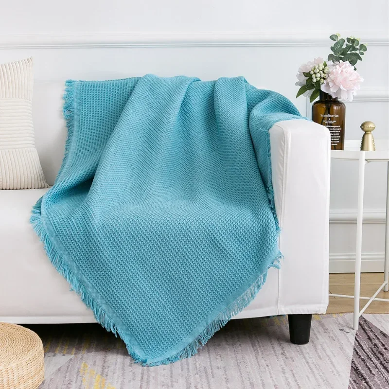 Simple Cushion Ins Style Sofa Towel Fashion Lunch Break Blankets Room Decorate Nordic Solid Color Four Seasons Cotton Blanket 3