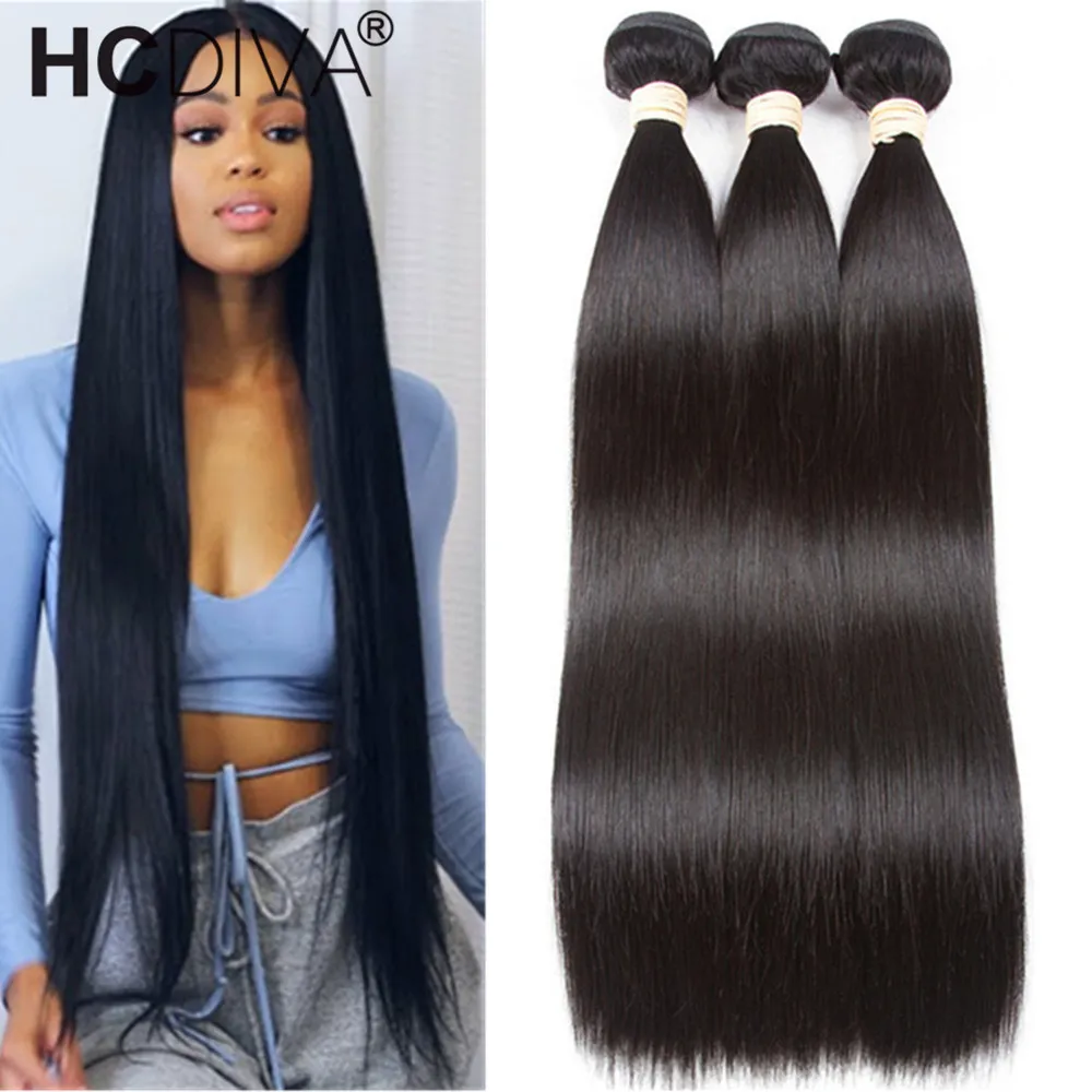 Bundles de cheveux raides brésiliens pour femmes noires, extensions de cheveux humains Remy, 10A, 10-32 po, 1/3 pièces