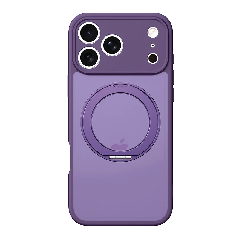 360° Rotating Magnetic Stand Case with Stress Relief Ring and Full Lens Cover