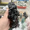 Natural Black Obsidian Elephant Quartz Crystal Carved Gemstones Ganesha Healing Reiki Home Decoration 1pcs 2