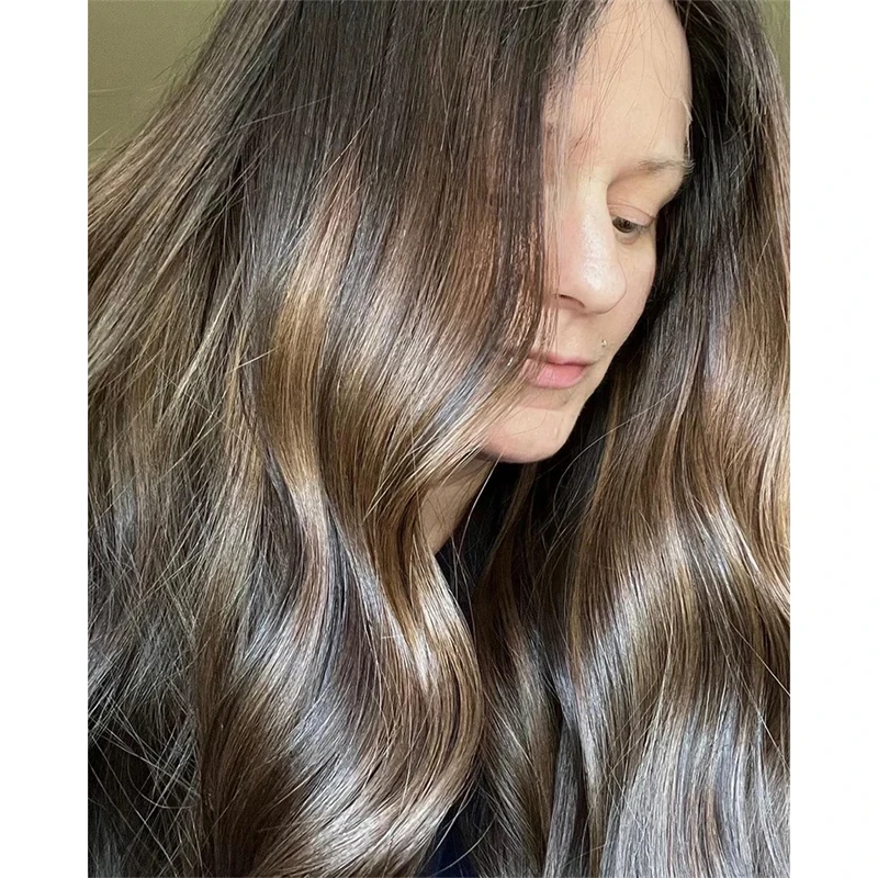 Blend Hair Human Chestnut Brown Lace Front Wigs Natural Wave Wig Heat Resistant Synthetic Lace Wig Daily Use Pre Plucked LaceWig