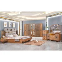 Meubles de chambre à coucher modernes, ensemble de chambre King, lit en bois Royal turc, couleur bois 1